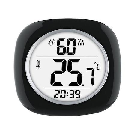 Taylor Taylor 6669386 Hygrometer; Temperature & Time Plastic Digital Thermometer; Black 6669386